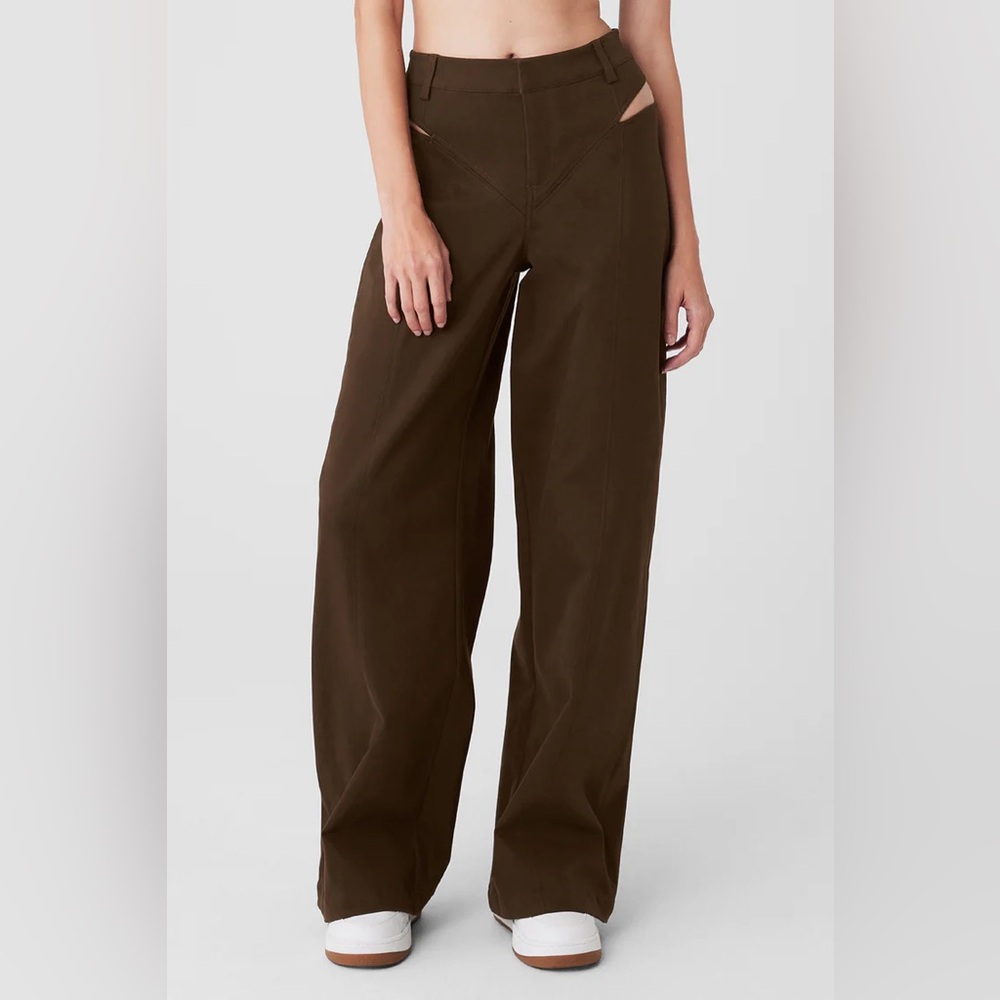 ALO High-Waist Risk Taker Trouser in Espresso